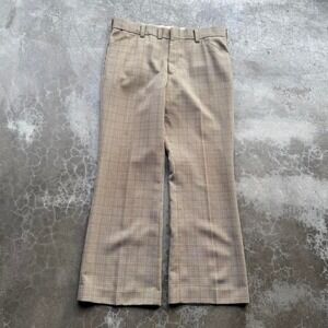 True vintage JC PENNY 70's polyester flare plaid trousers dress slacks